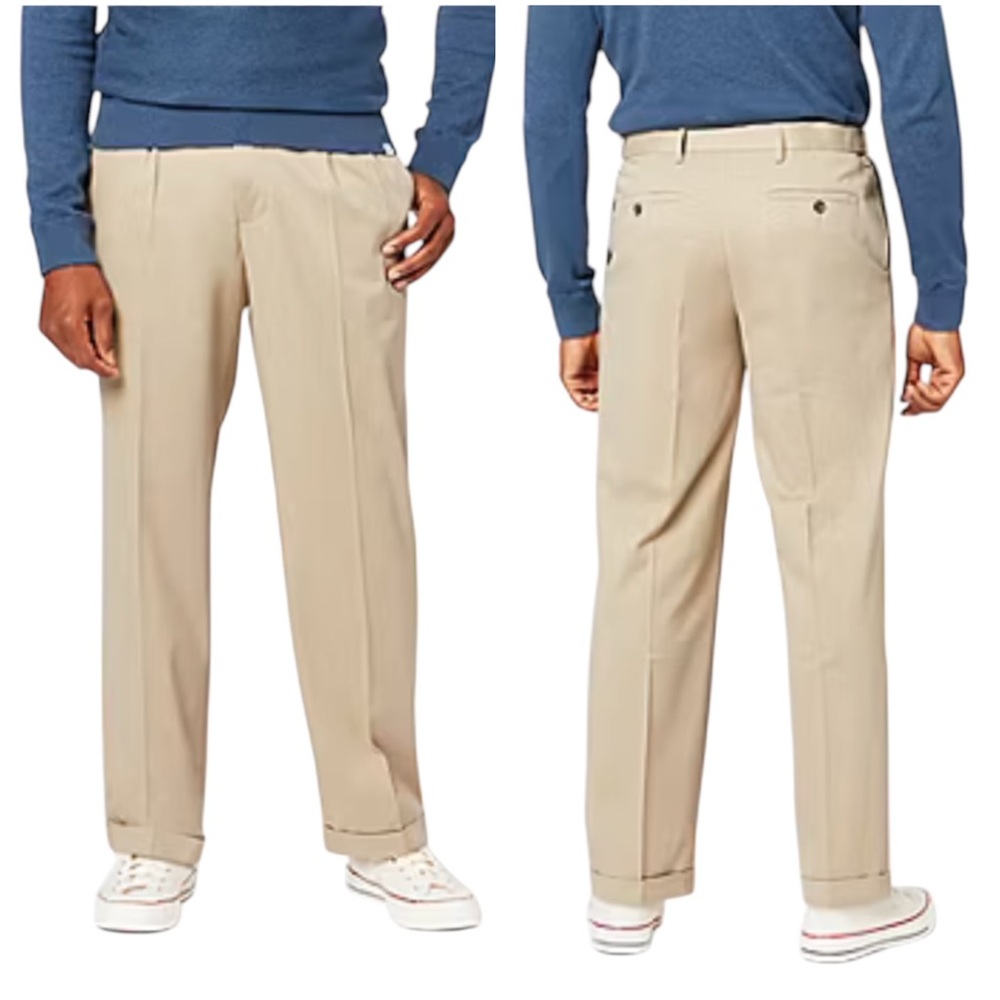 NWT Men’s Dockers Comfort Khaki Relaxed Fit Pleated Pant - Size 40W 32L
